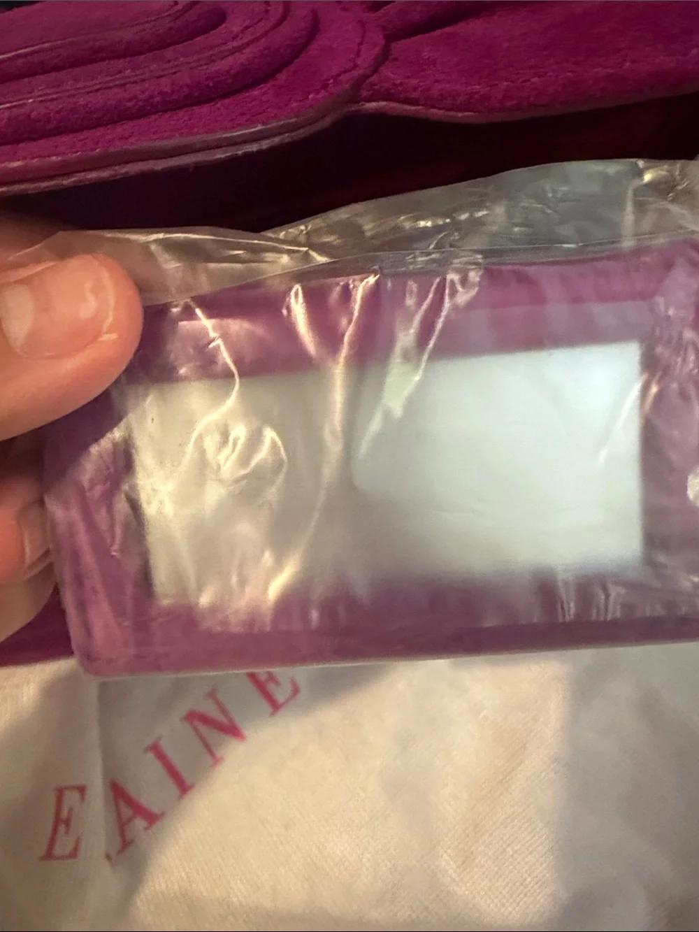 Elaine Turner Daphne Dark Magenta Suede Bow Clutch